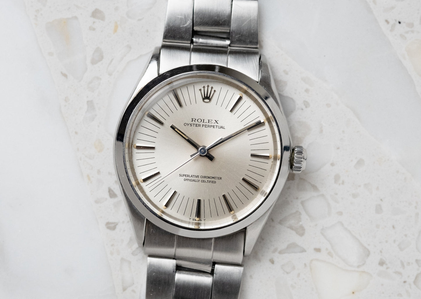 ROLEX Oyster Perpetual Ref. 1002 rare Long Index Dial (1971)