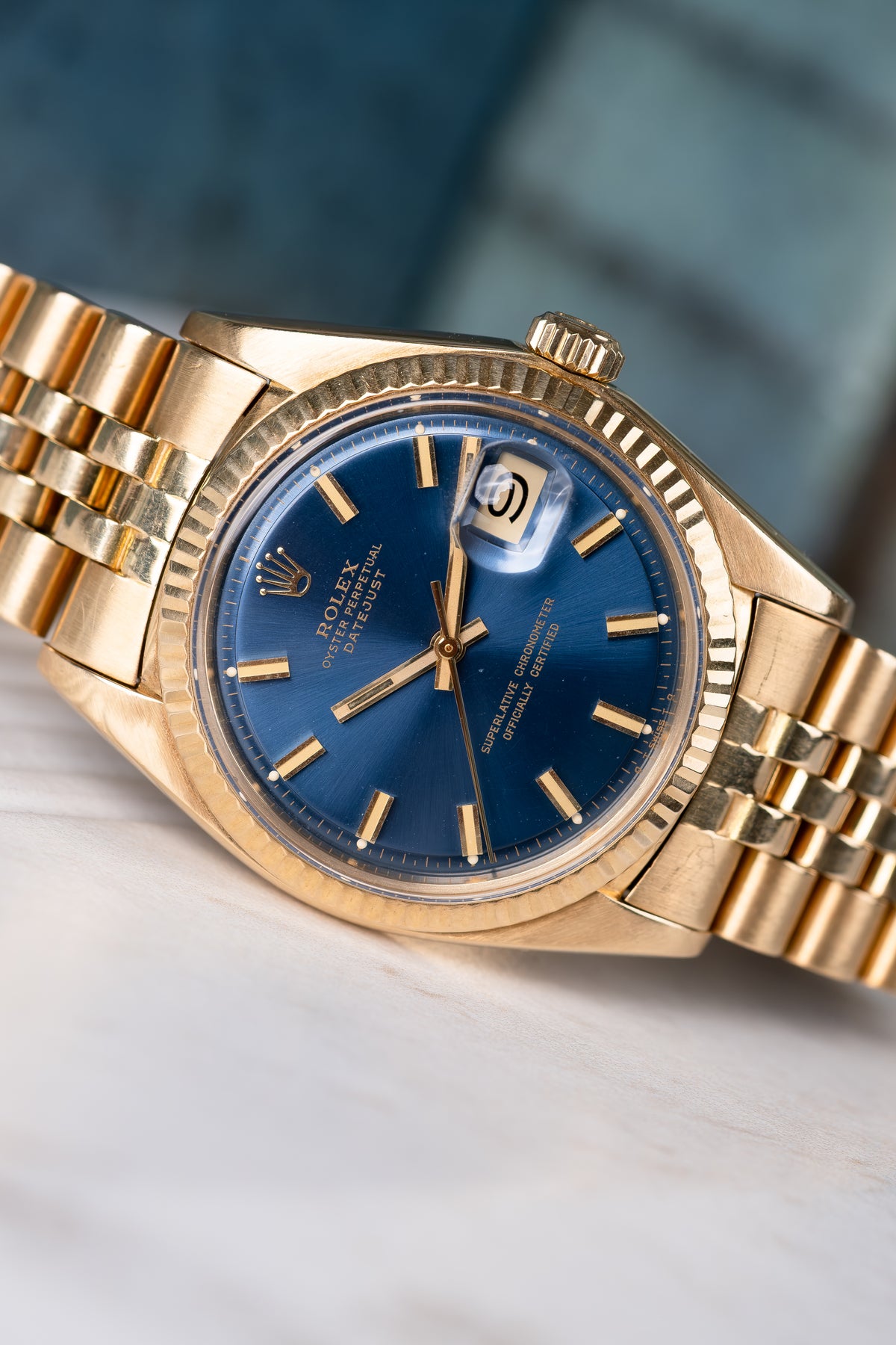 ROLEX Oyster Perpetual Datejust Ref. 1601 Blue Wideboy Dial (1975)