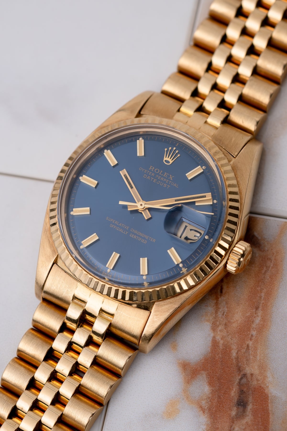 ROLEX Oyster Perpetual Datejust Ref. 1601 Blue Wideboy Dial (1975)