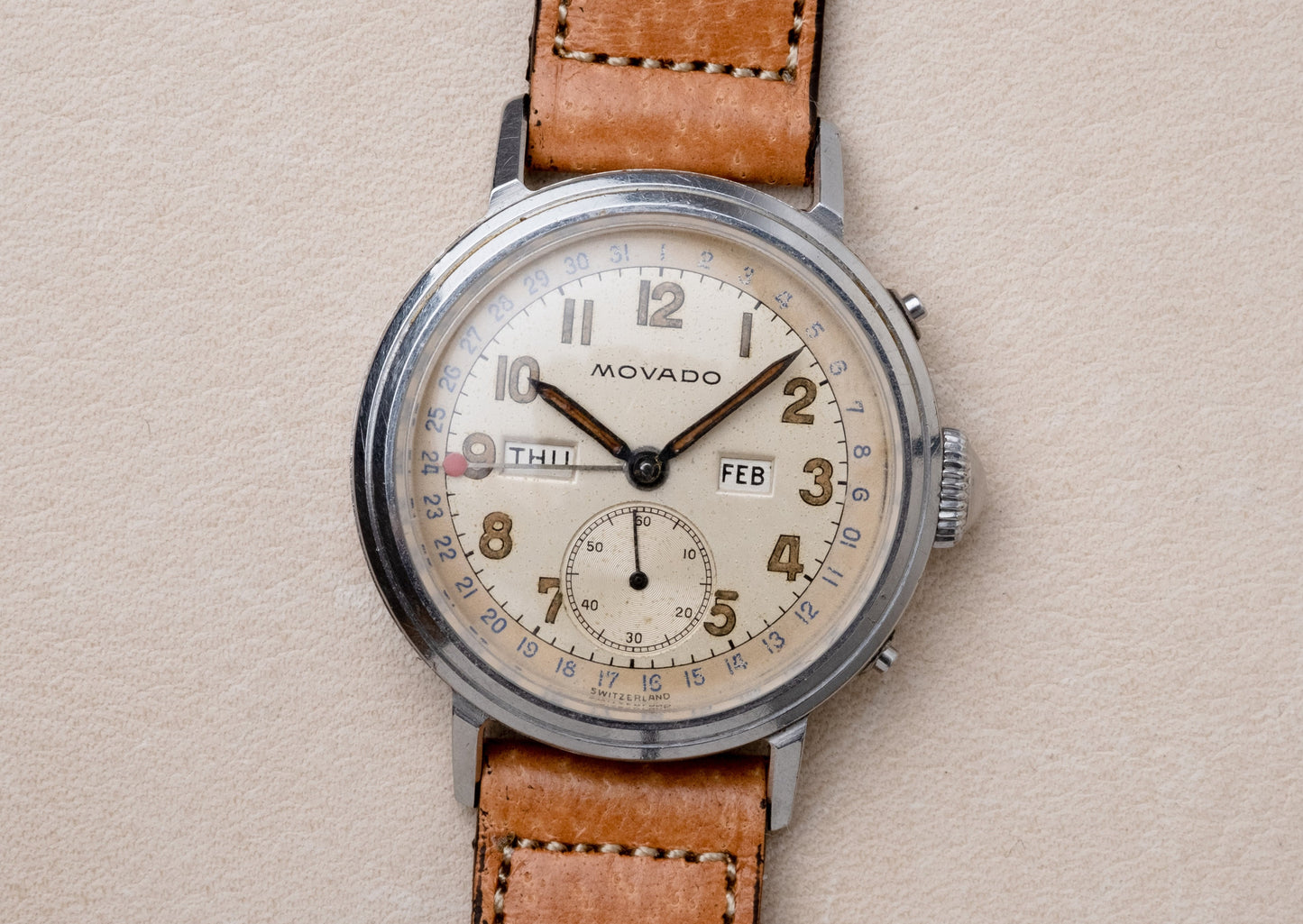 MOVADO Triple Calendar Arabic Numerals (c. 1950s)