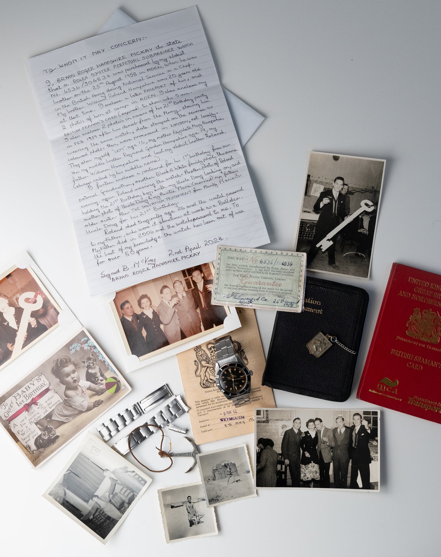 ROLEX Small Crown Submariner Ref. 6536/1 Red Triangle Collectors Set Full History (1957)