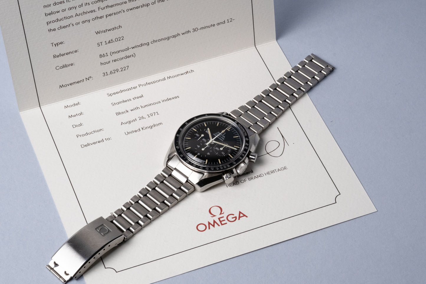 OMEGA Speedmaster Professional Moonwatch Straight Writing Ref. 145.022 69 ST (1971)