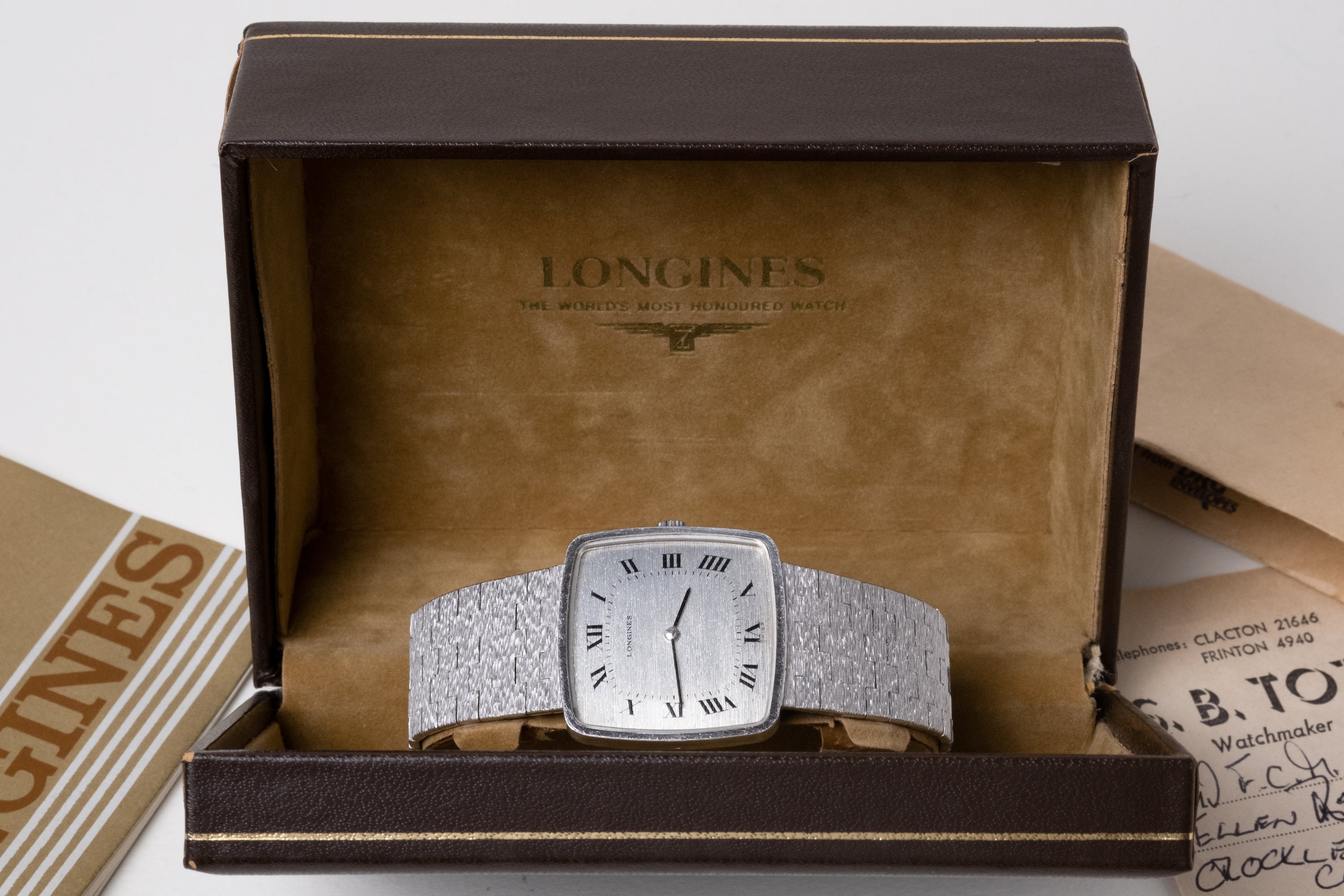 LONGINES 925 Silver TV Dial Manual Wind Box and Papers (1975)