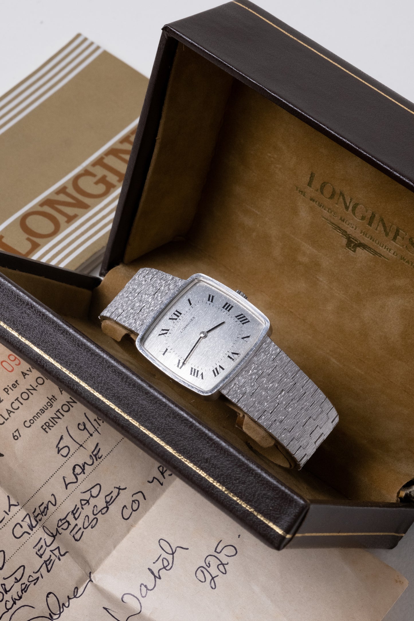 LONGINES 925 Silver TV Dial Manual Wind Box and Papers (1975)