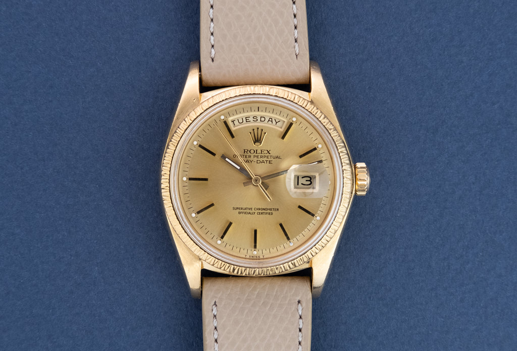 ROLEX Oyster Perpetual 18 ct. Gold Day Date Ref 1807 "Bark Bezel" (1978)