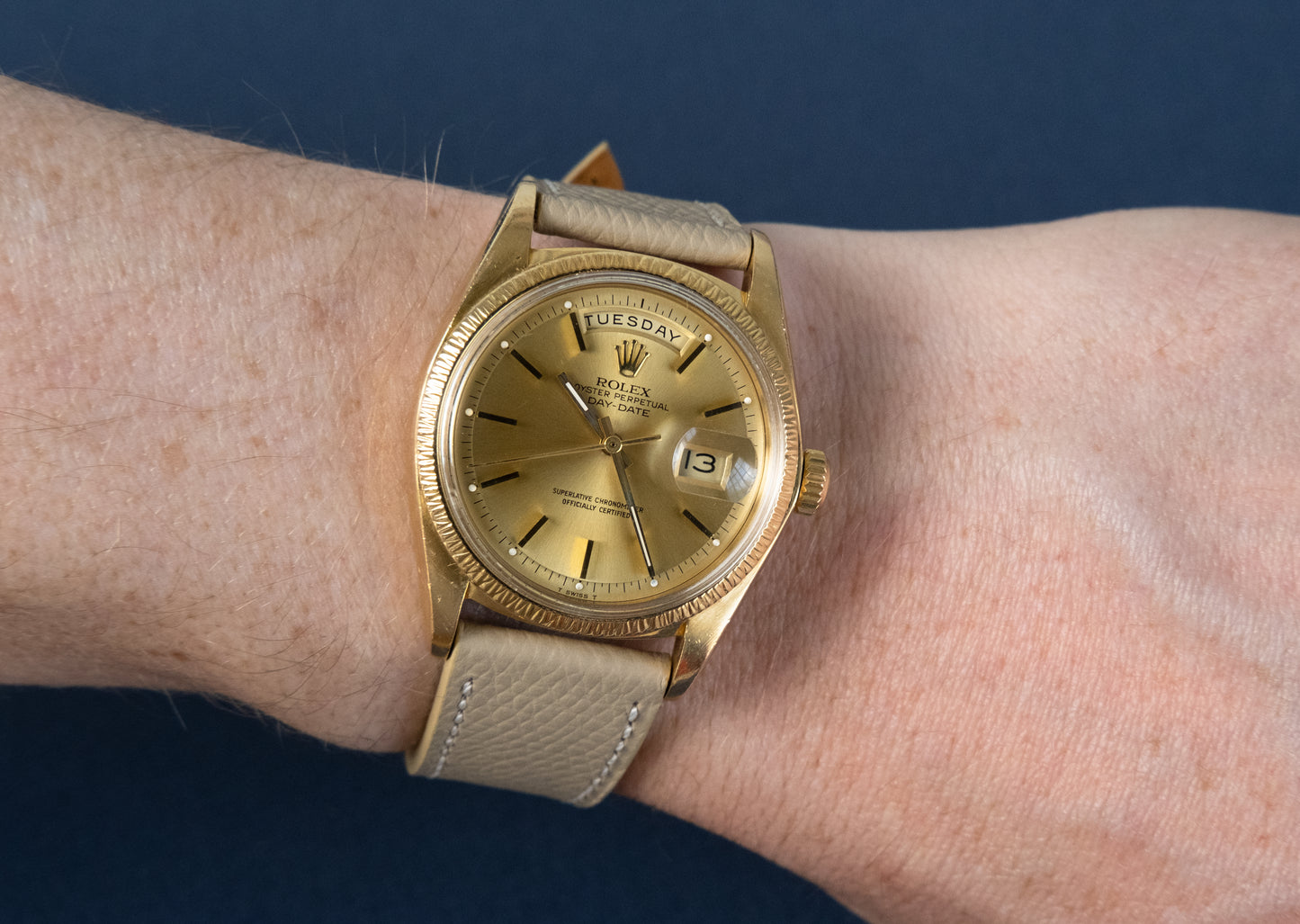 ROLEX Oyster Perpetual 18 ct. Gold Day Date Ref 1807 "Bark Bezel" (1978)