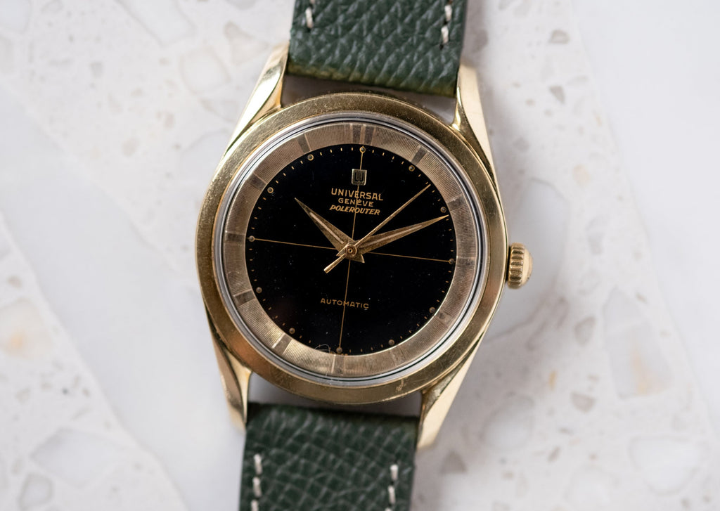 UNIVERSAL GENEVE Automatic Polerouter Gold Capped Gloss Black Ref. 138SS (c. 1960)