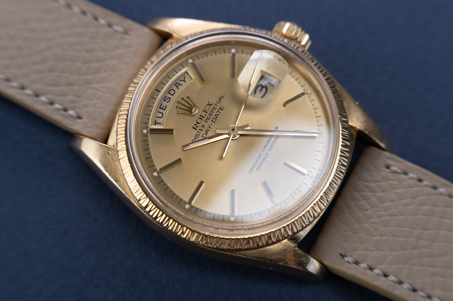 ROLEX Oyster Perpetual 18 ct. Gold Day Date Ref 1807 "Bark Bezel" (1978)