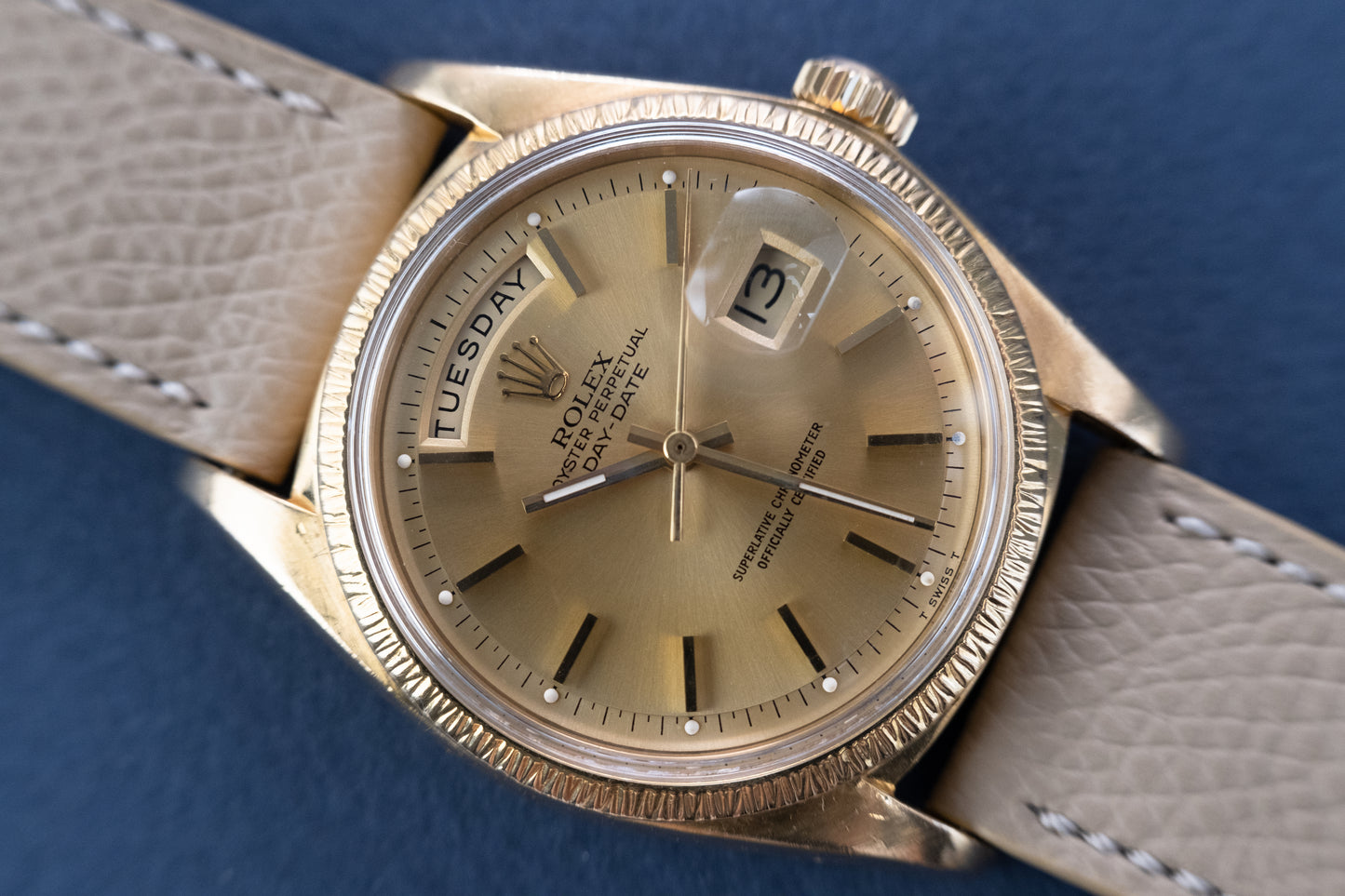 ROLEX Oyster Perpetual 18 ct. Gold Day Date Ref 1807 "Bark Bezel" (1978)