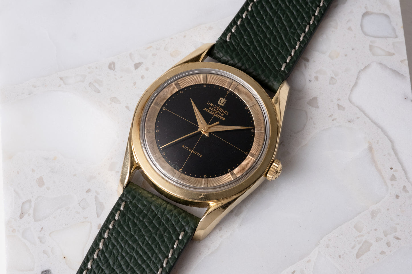 UNIVERSAL GENEVE Automatic Polerouter Gold Capped Gloss Black Ref. 138SS (c. 1960)