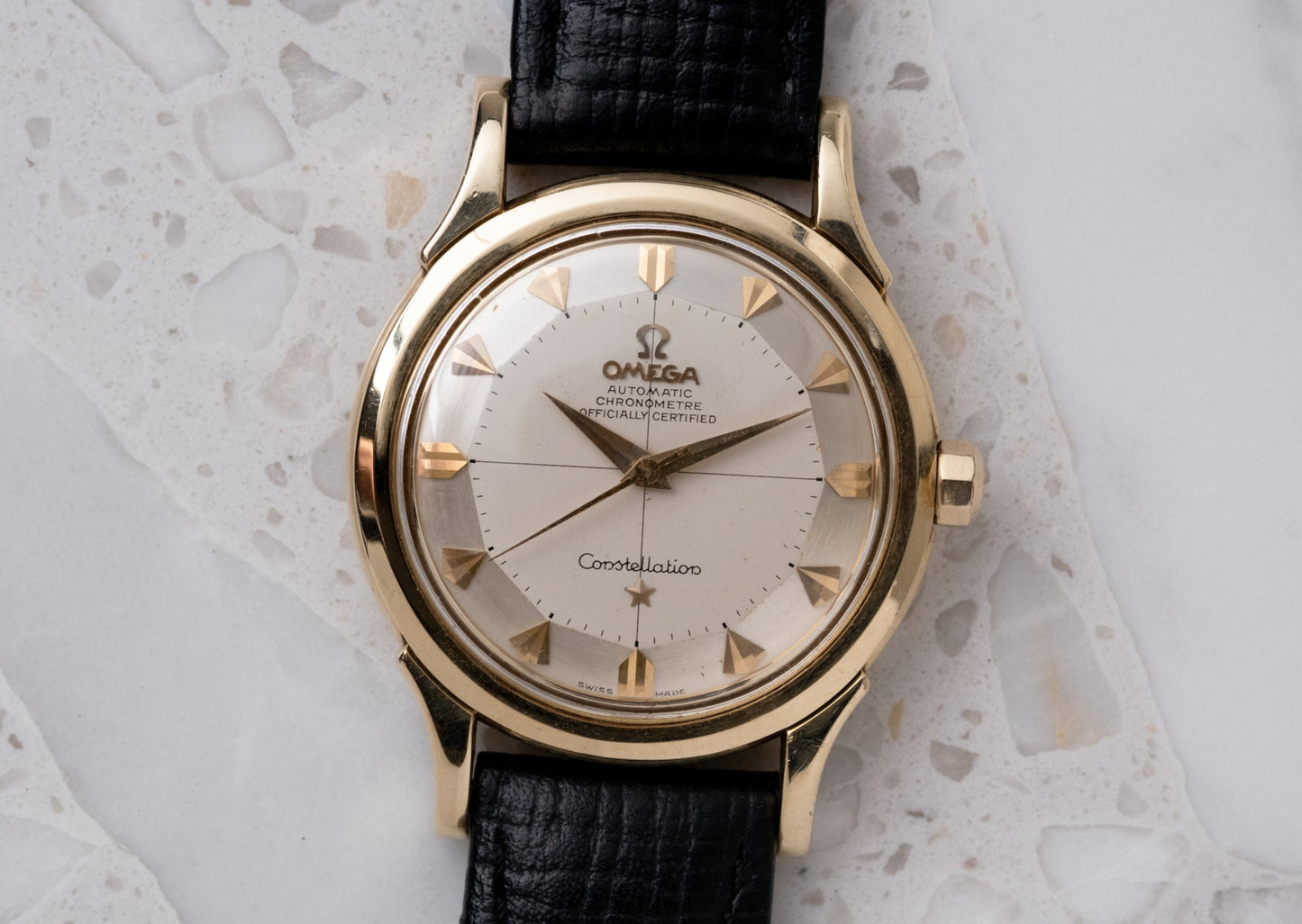 OMEGA Constellation Solid 14k Gold Ref. 2852 SC Arrowhead Marker Pie Pan Dial (1958)