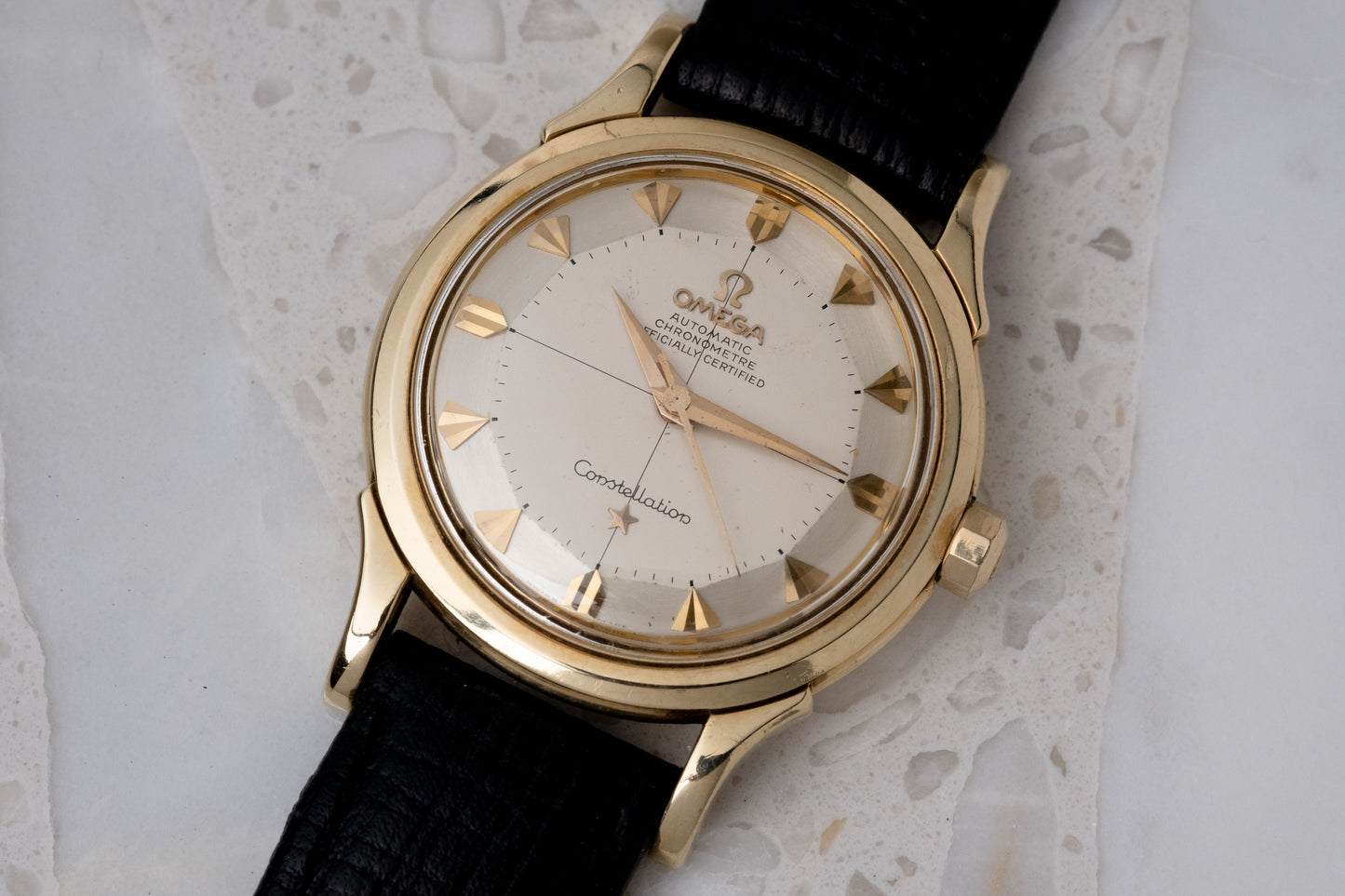 OMEGA Constellation Solid 14k Gold Ref. 2852 SC Arrowhead Marker Pie Pan Dial (1958)