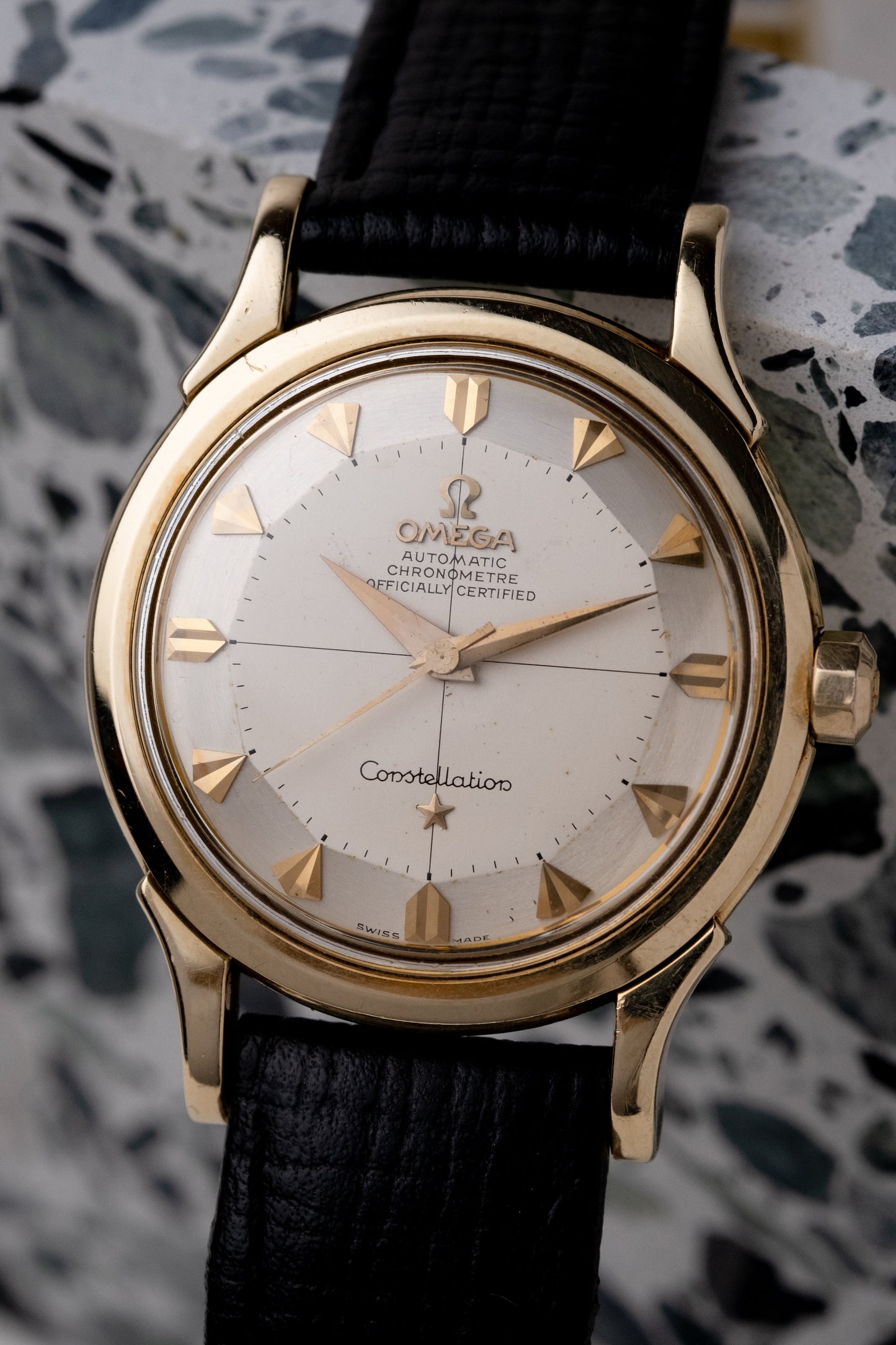 OMEGA Constellation Solid 14k Gold Ref. 2852 SC Arrowhead Marker Pie Pan Dial (1958)