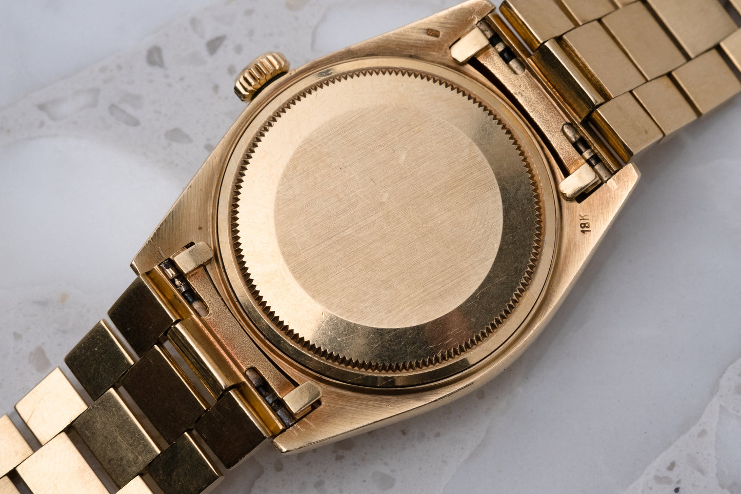 ROLEX Oyster Perpetual Day Date Ref. 1807 Bark finish President 18ct Yellow Gold (1973)