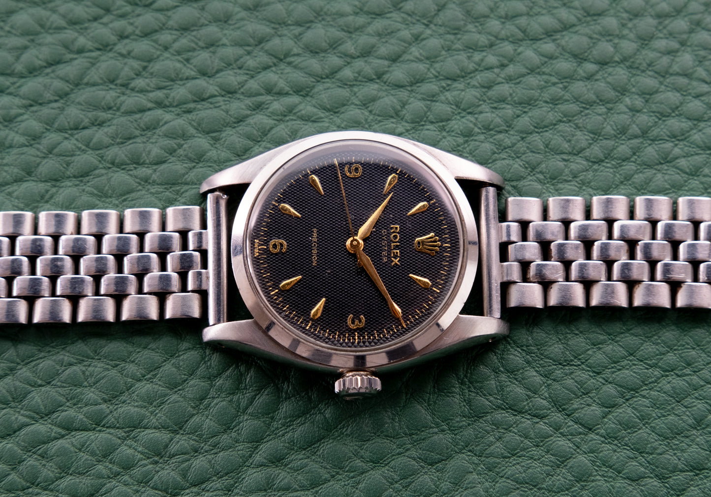 ROLEX Oyster Precision Ref 6422 RARE Waffle Gilt "Explorer" Dial (1956)