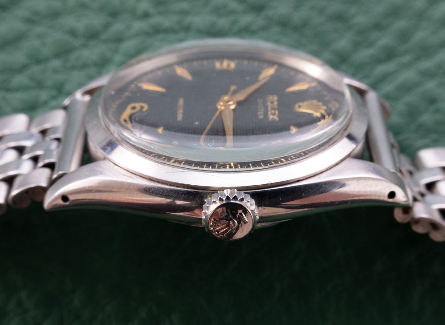 ROLEX Oyster Precision Ref 6422 RARE Waffle Gilt "Explorer" Dial (1956)