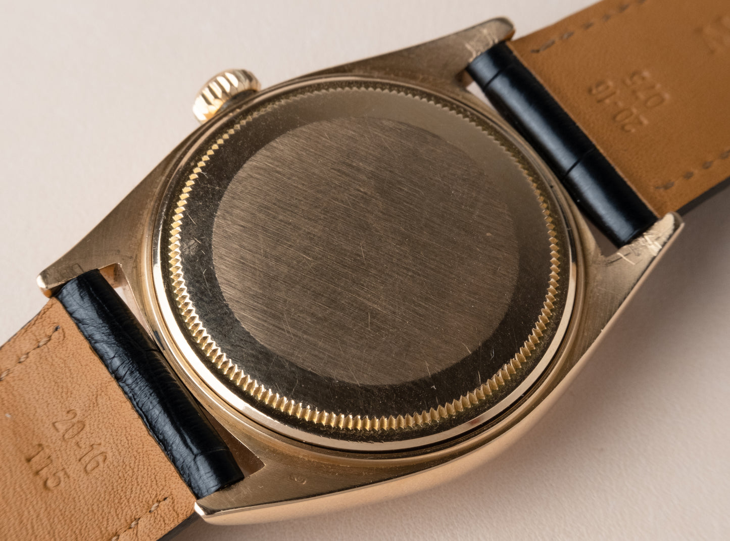 ROLEX Day Date 18k Rose Gold Black Gloss Dial Florentine Ref. 1806 w/ stamped COSC paper(1966)
