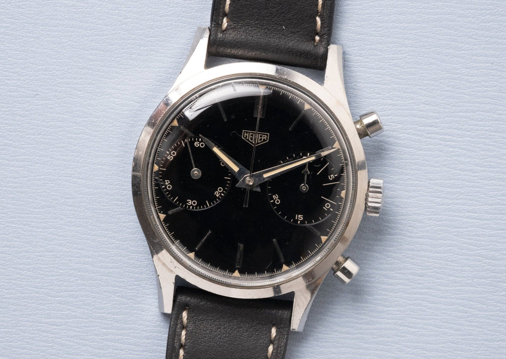 HEUER 3336N Big Eye Chronograph Gloss Black dial (c. 1955)