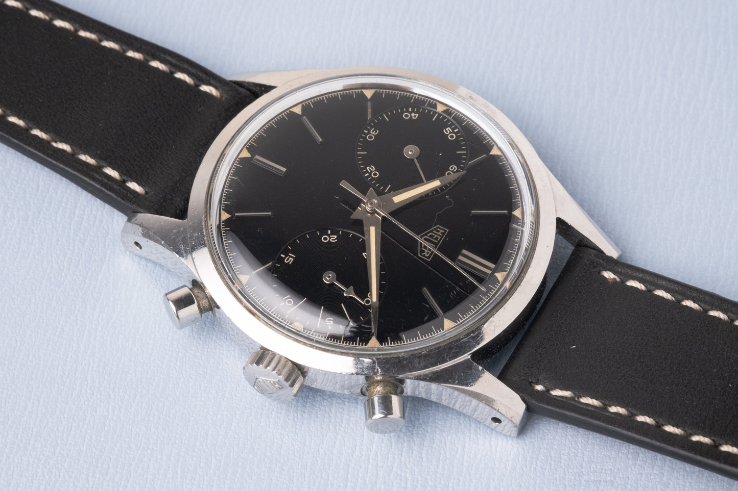 HEUER 3336N Big Eye Chronograph Gloss Black dial (c. 1955)