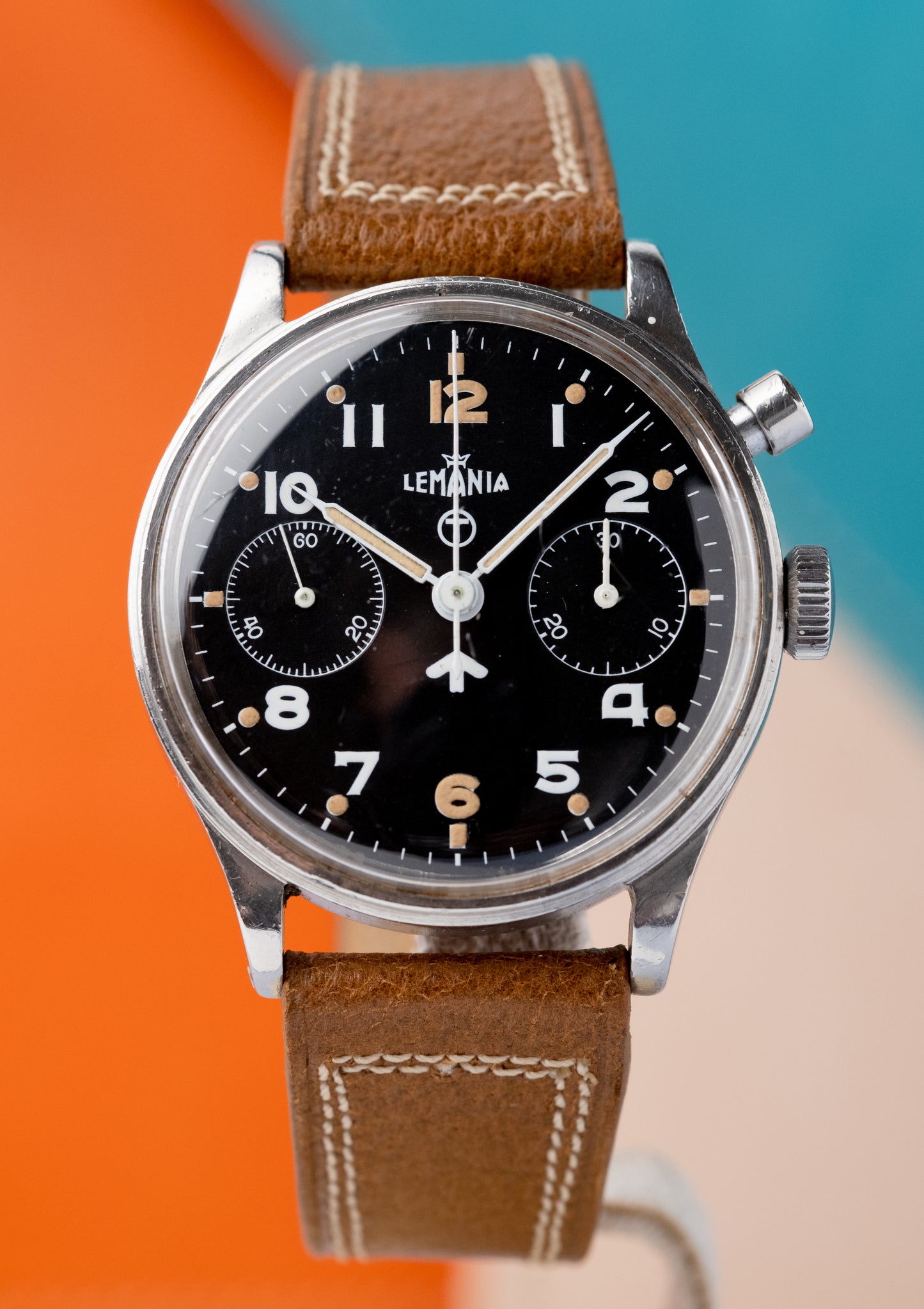LEMANIA Royal Navy Air Fleet Arm RAF Single Button Military Chronograph Series 2 (c. 1950s)