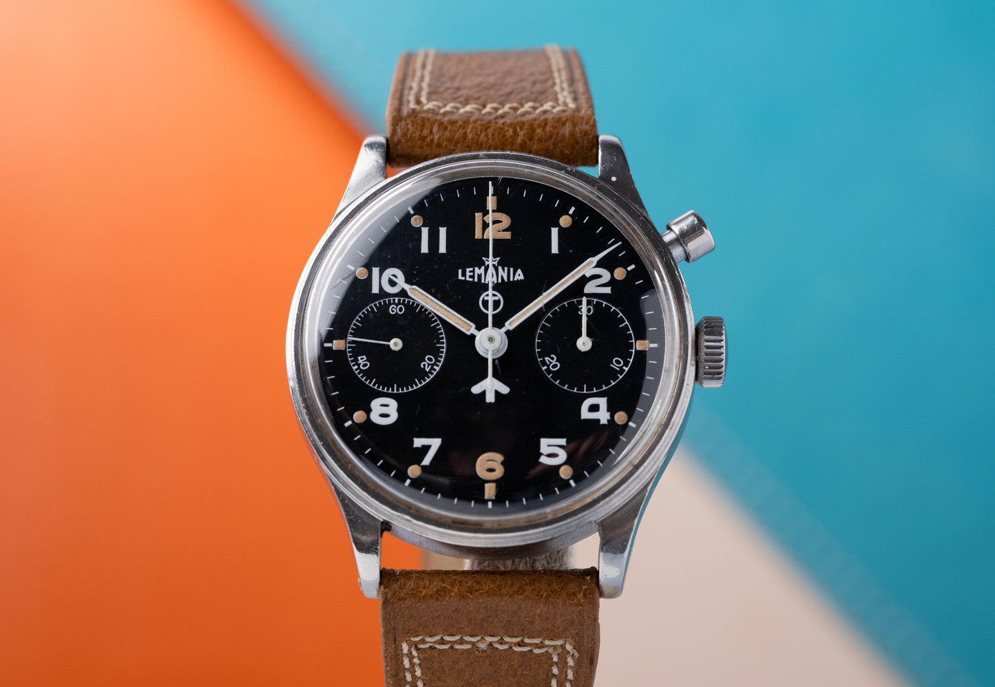 LEMANIA Royal Navy Air Fleet Arm RAF Single Button Military Chronograph Series 2 (c. 1950s)