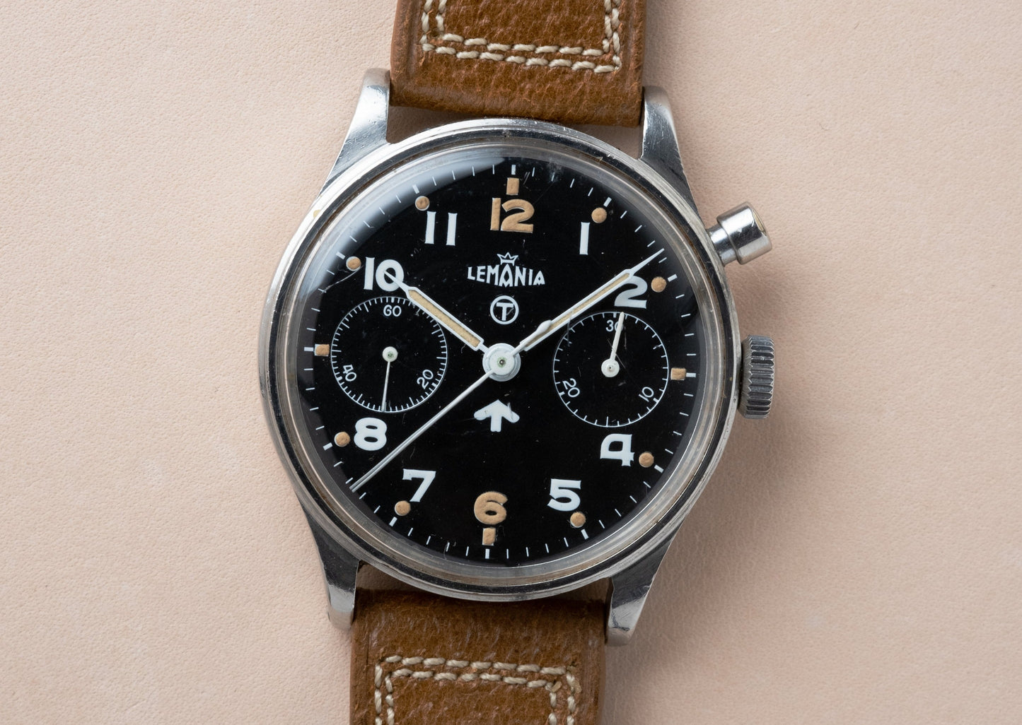 LEMANIA Royal Navy Air Fleet Arm RAF Single Button Military Chronograph Series 2 (c. 1950s)