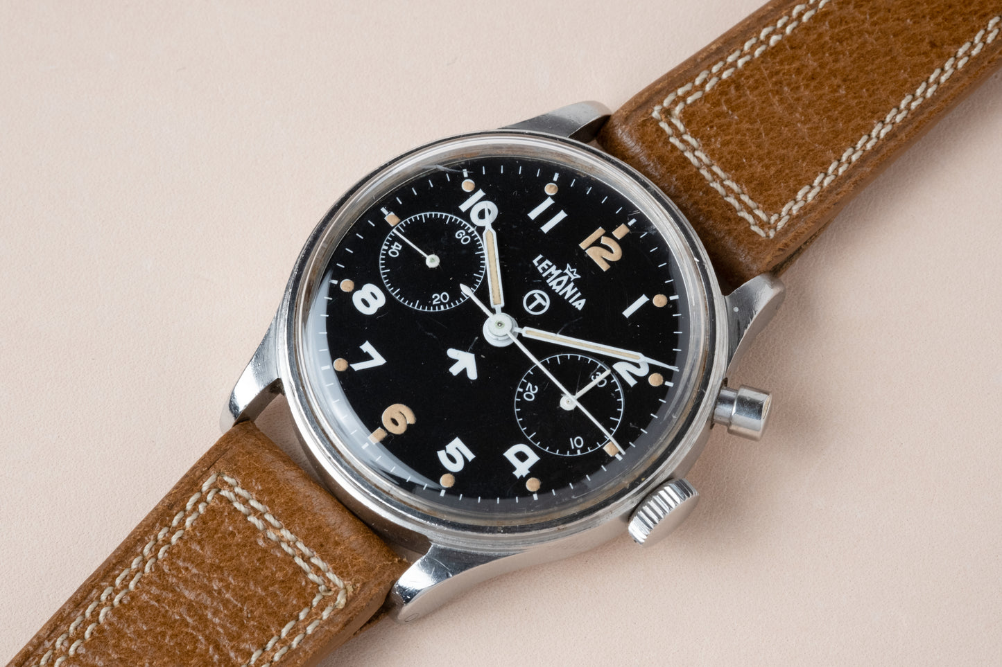 LEMANIA Royal Navy Air Fleet Arm RAF Single Button Military Chronograph Series 2 (c. 1950s)