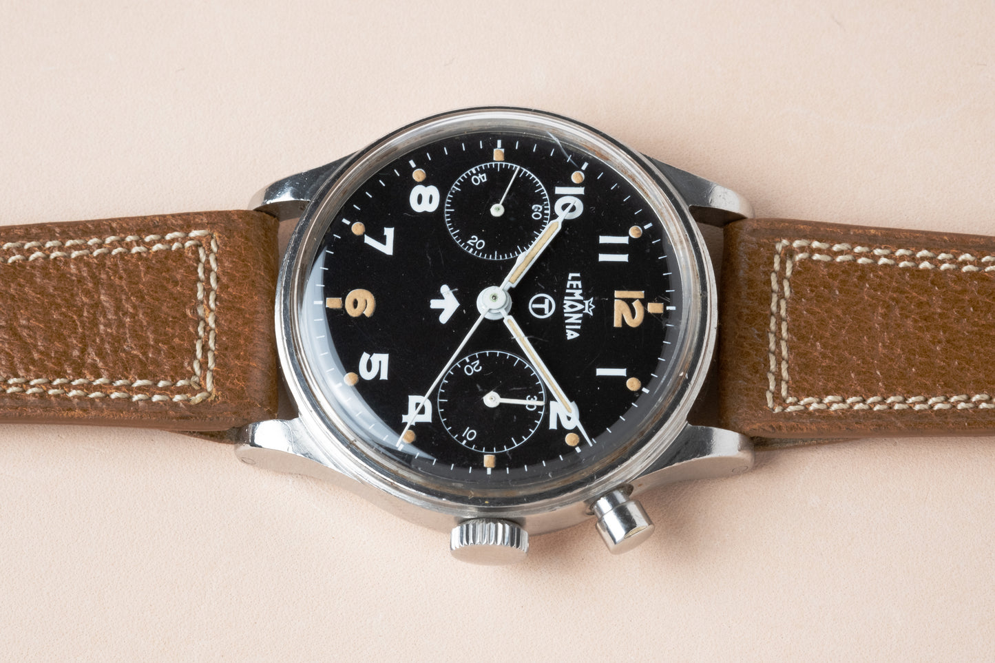 LEMANIA Royal Navy Air Fleet Arm RAF Single Button Military Chronograph Series 2 (c. 1950s)