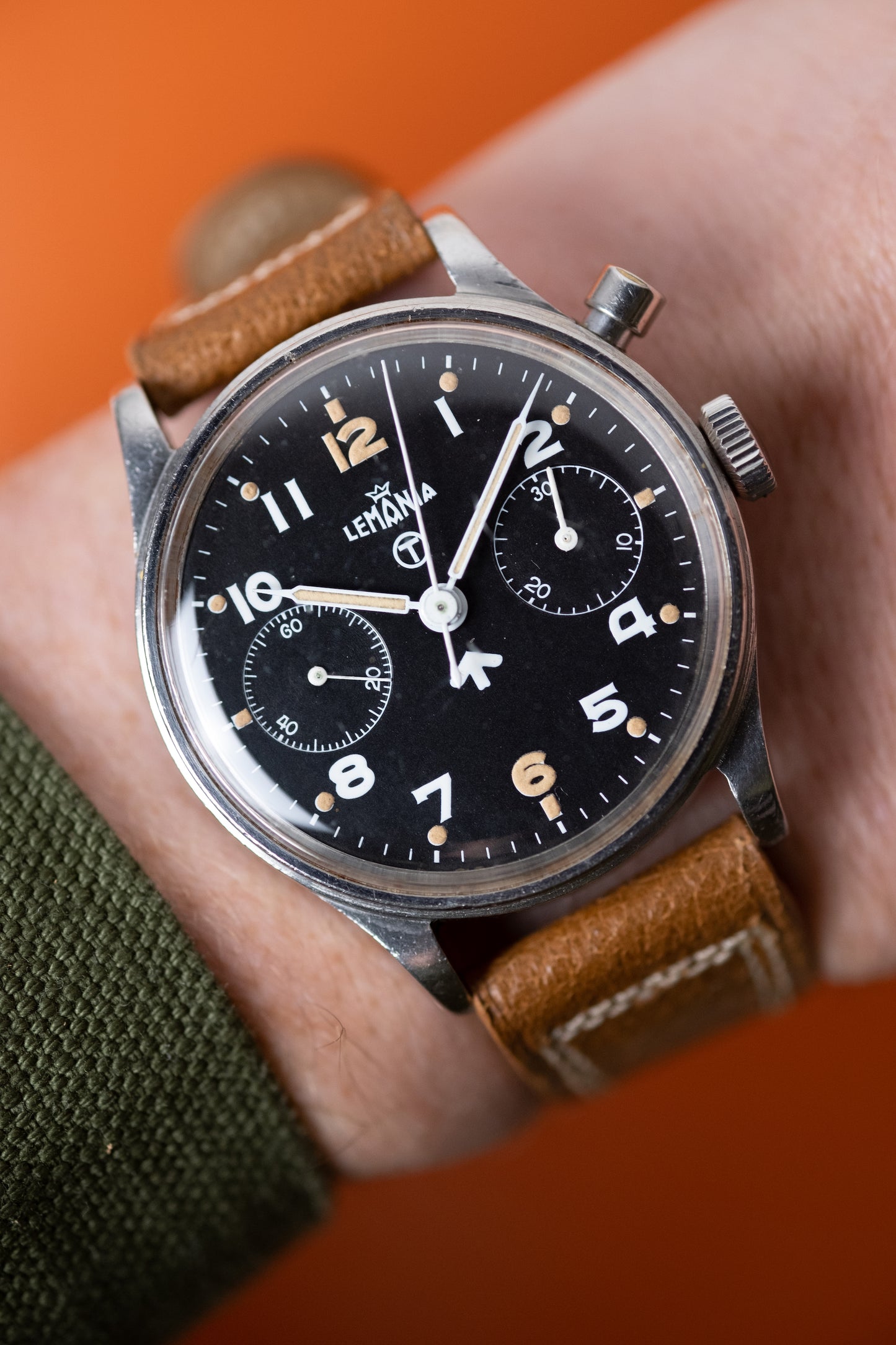 LEMANIA Royal Navy Air Fleet Arm RAF Single Button Military Chronograph Series 2 (c. 1950s)
