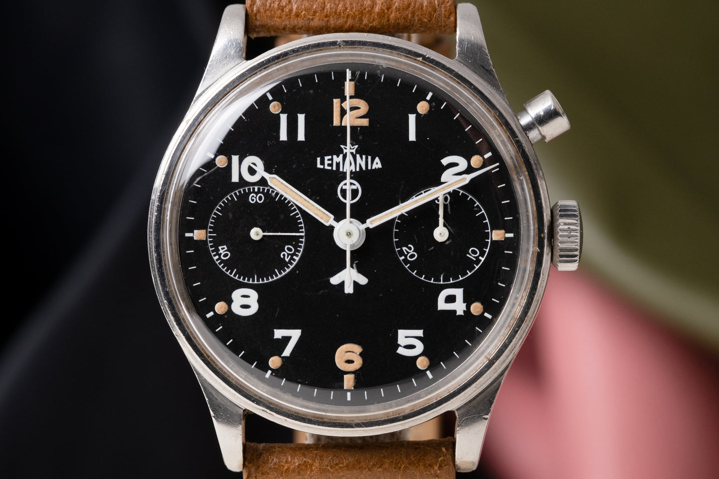 LEMANIA Royal Navy Air Fleet Arm RAF Single Button Military Chronograph Series 2 (c. 1950s)