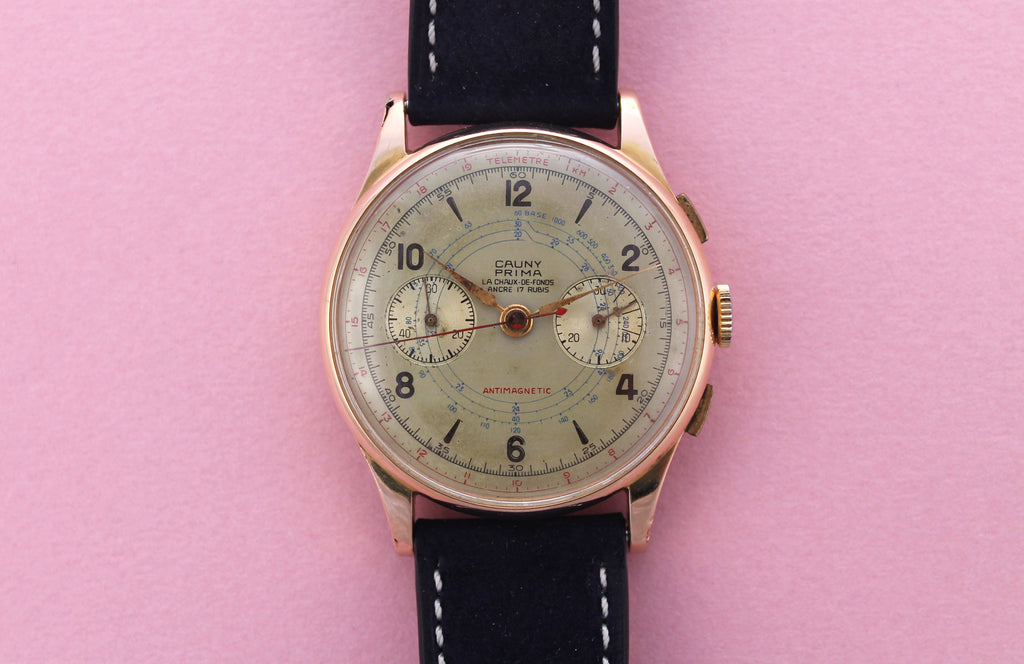 CAUNY PRIMA 18k Gold Chronograph (c. 1940)