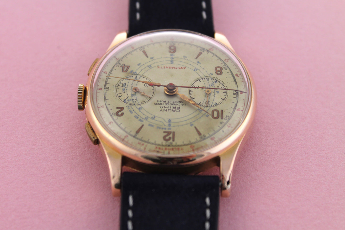 CAUNY PRIMA 18k Gold Chronograph (c. 1940)