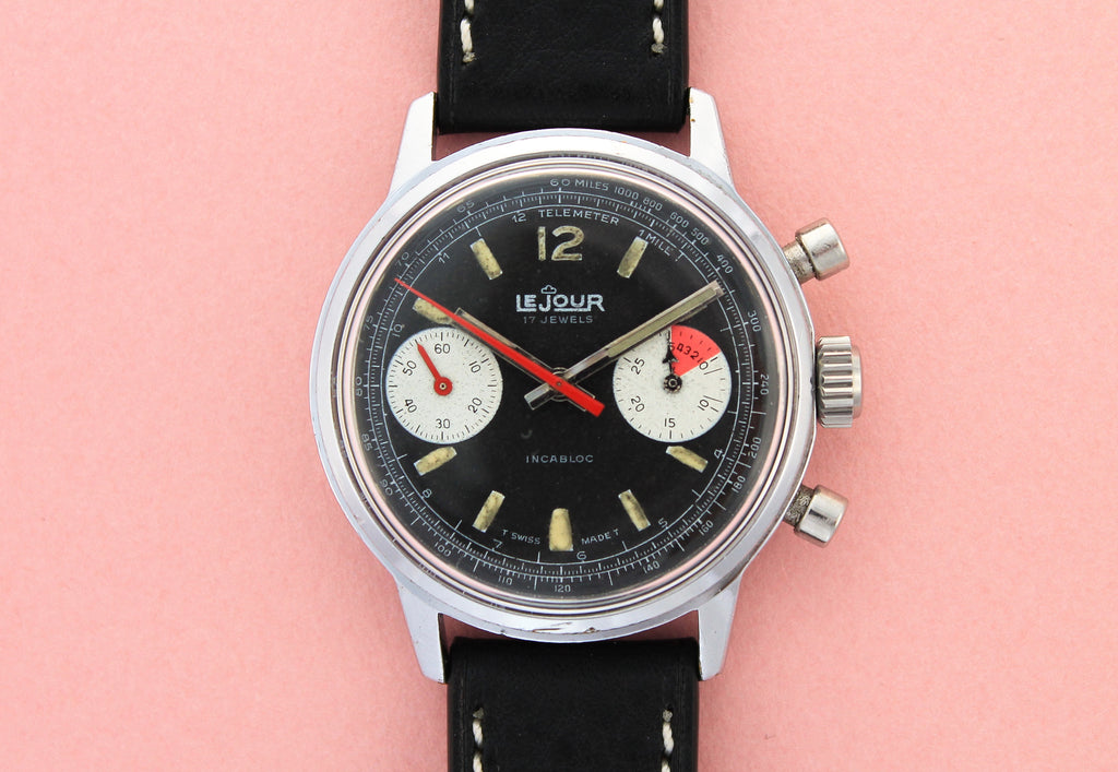 LEJOUR Reverse Panda Dial Chronograph Valjoux 7733 (c.1960's)