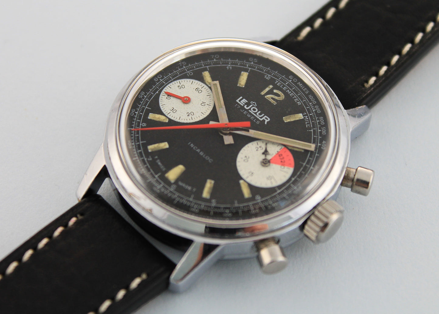 LEJOUR Reverse Panda Dial Chronograph Valjoux 7733 (c.1960's)