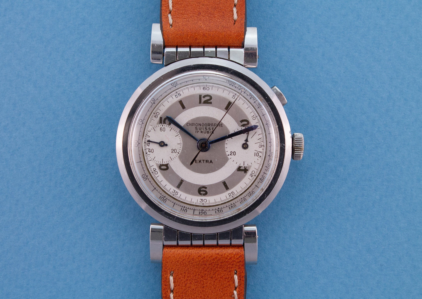 CHRONOGRAPHE SUISSE 2 Register Monopusher Chronograph Flexible Lugs (c. 1930s)