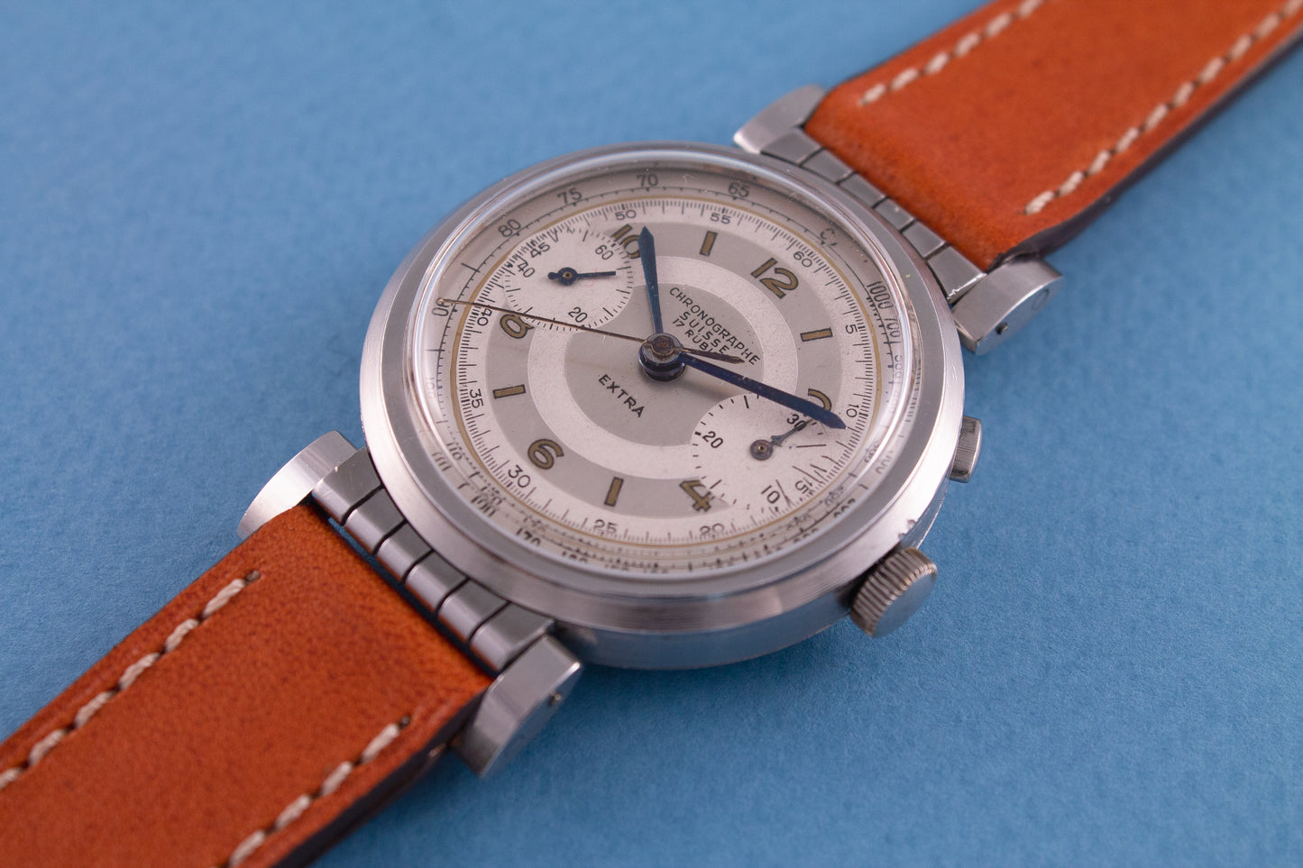CHRONOGRAPHE SUISSE 2 Register Monopusher Chronograph Flexible Lugs (c. 1930s)