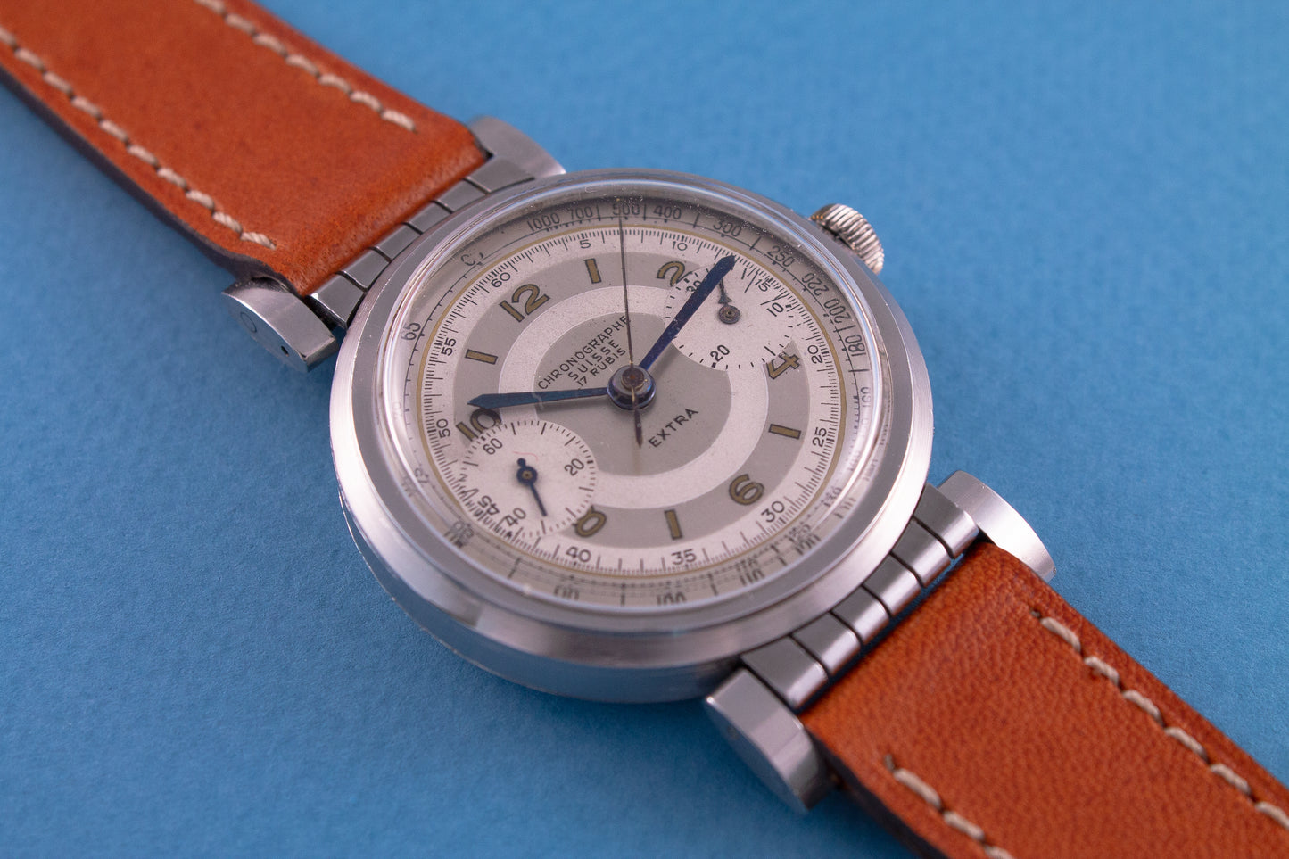 CHRONOGRAPHE SUISSE 2 Register Monopusher Chronograph Flexible Lugs (c. 1930s)