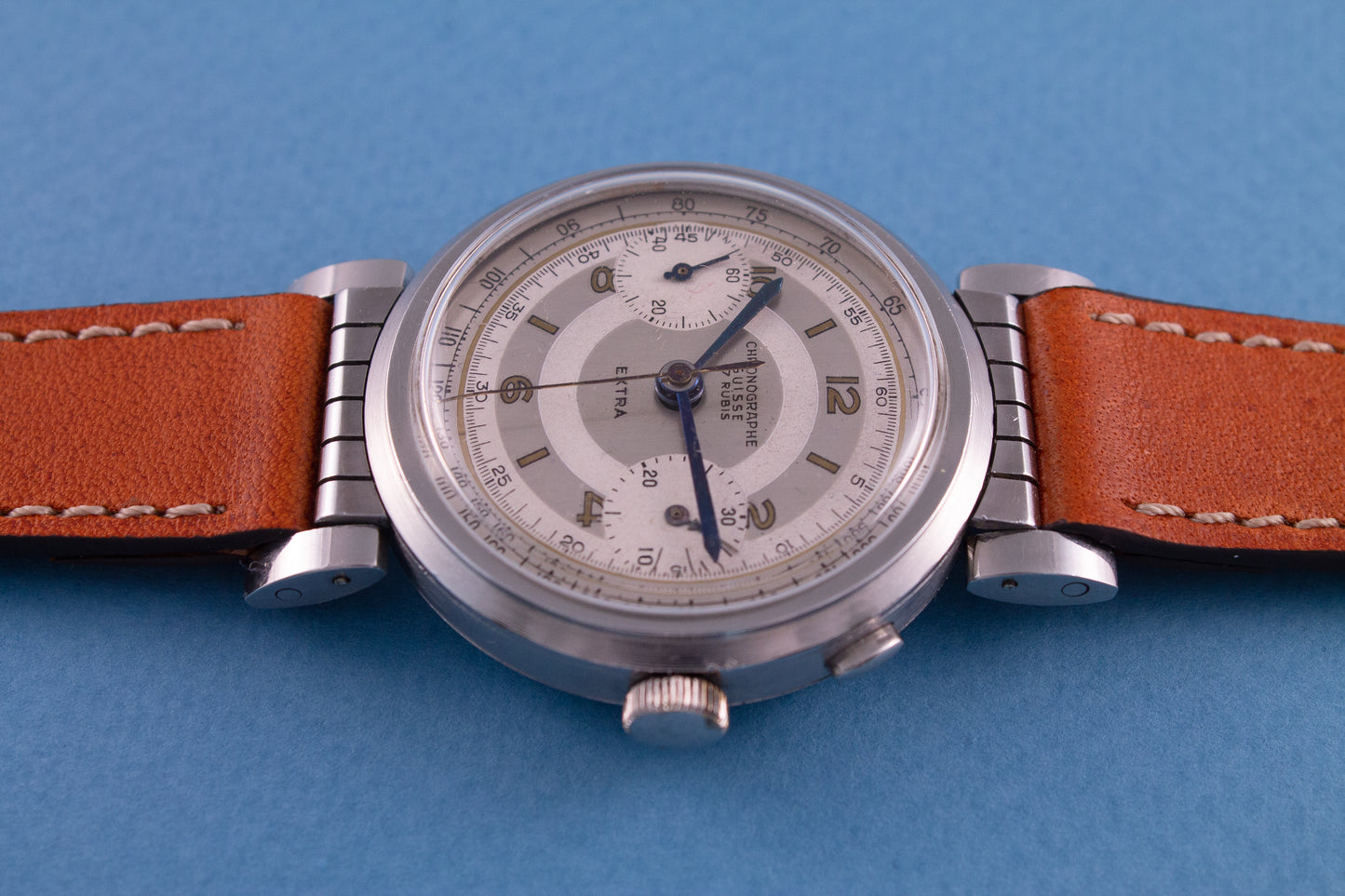 CHRONOGRAPHE SUISSE 2 Register Monopusher Chronograph Flexible Lugs (c. 1930s)